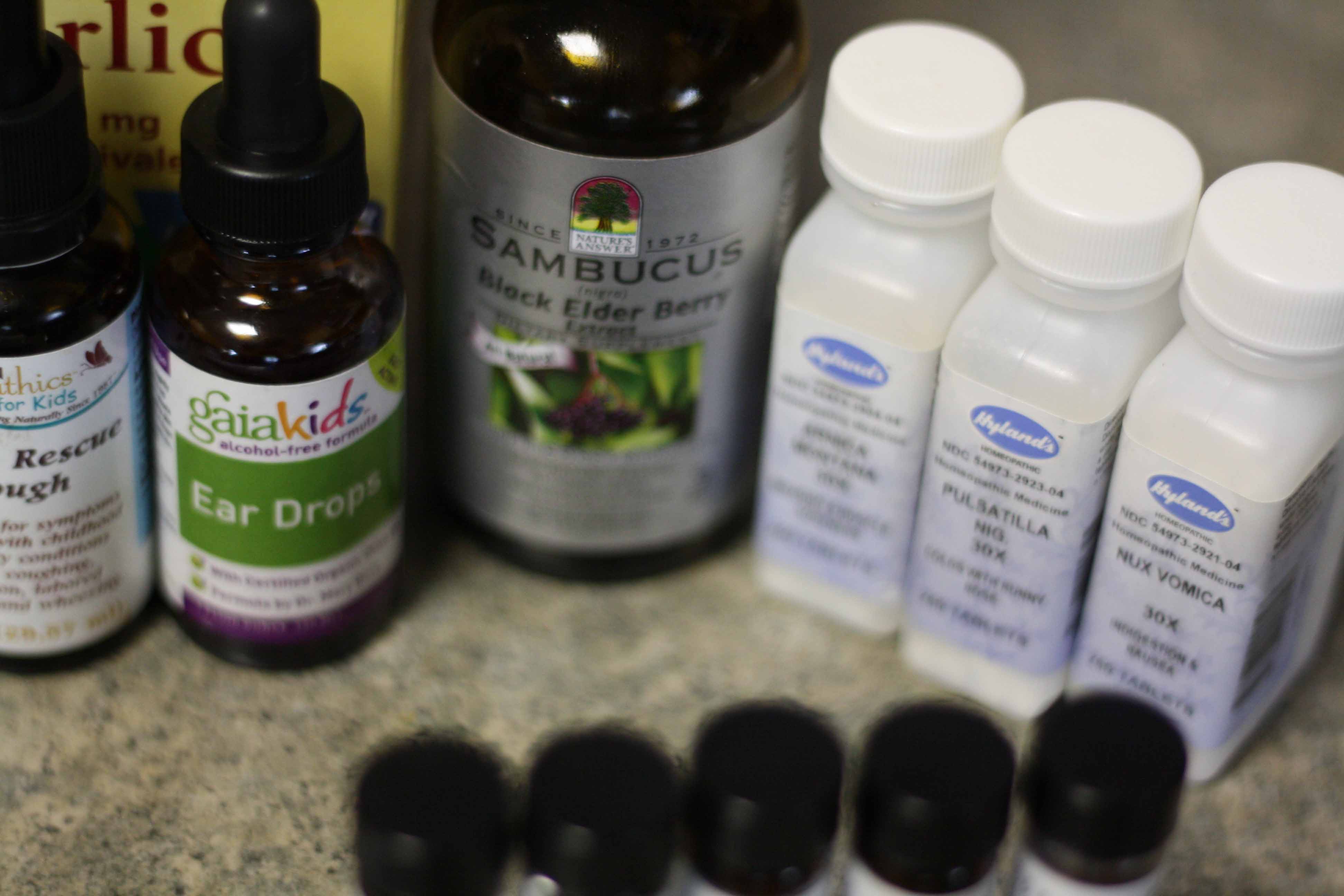 Herbal Drops, Black Edlerberry Syrup, and Hyland's Homeopathics