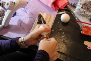 Winter Olympic Pinecone Craft syrofoam head
