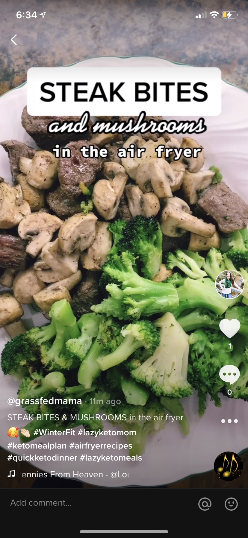 Air Fried Keto Steak Bites and Mushrooms